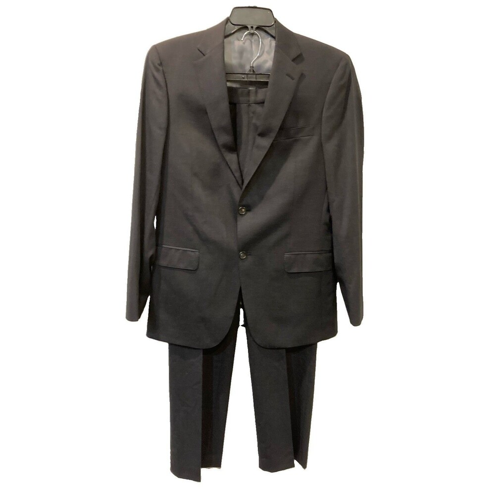 Men's Hart Schaffner Marx 2 Piece Suit Wool Charcoal Sz 40L (Measures 43L 33x31)